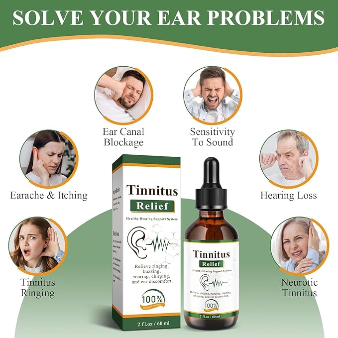 Tinnitus Relief Drops-Ringing,Buzzing & Ear Discomfort–Natural Ear Oil – 60 ml (Pack Of 2)